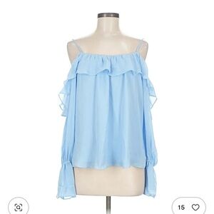 Parker Sky Blue Ruffle Blouse
